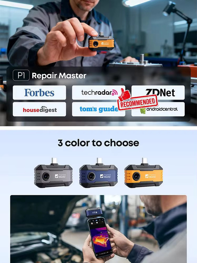 Thermal Master P1 Wärmebildkamera für iPhone und Android in Orange zur Erkennung von HVAC-Wasserlecks mit 600 °C Messbereich - Bild 6