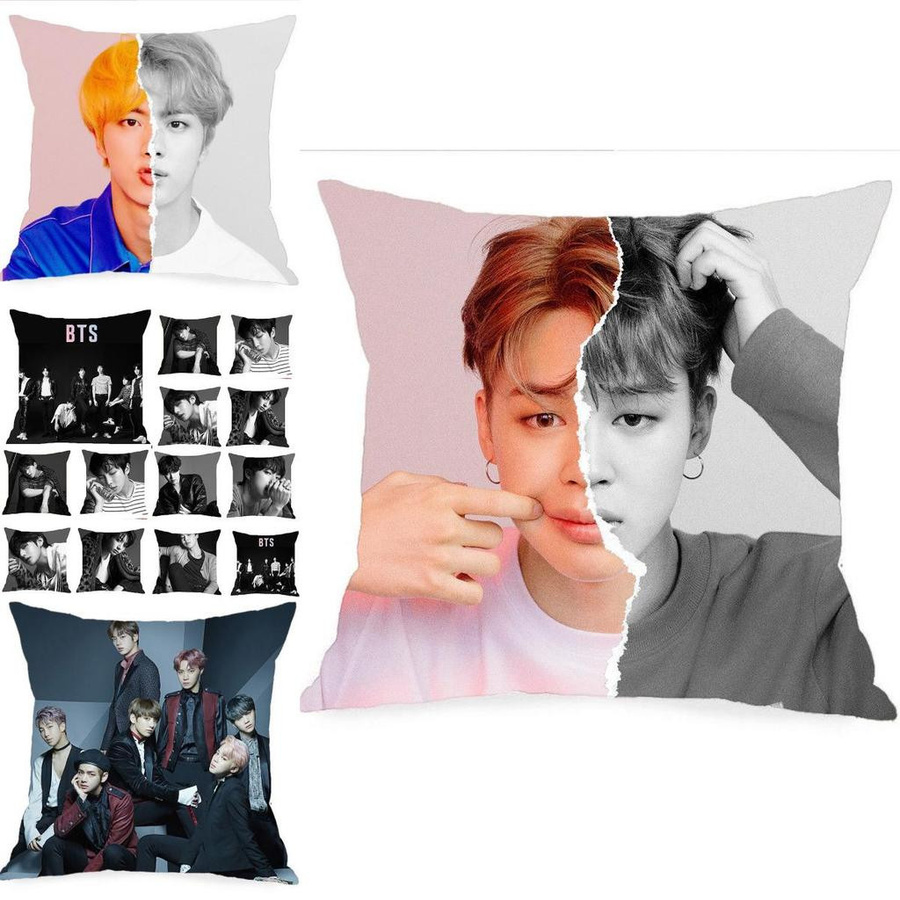 Bangtan Boys BTS Face Yourself Kissenbezug Jin in Blau, Pfirsichhaut-Material, 45 x 45 cm - Bild 1