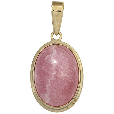 Colfem Anhänger, 585 Gelbgold, Rhodochrosit, rosa, oval - Bild 1