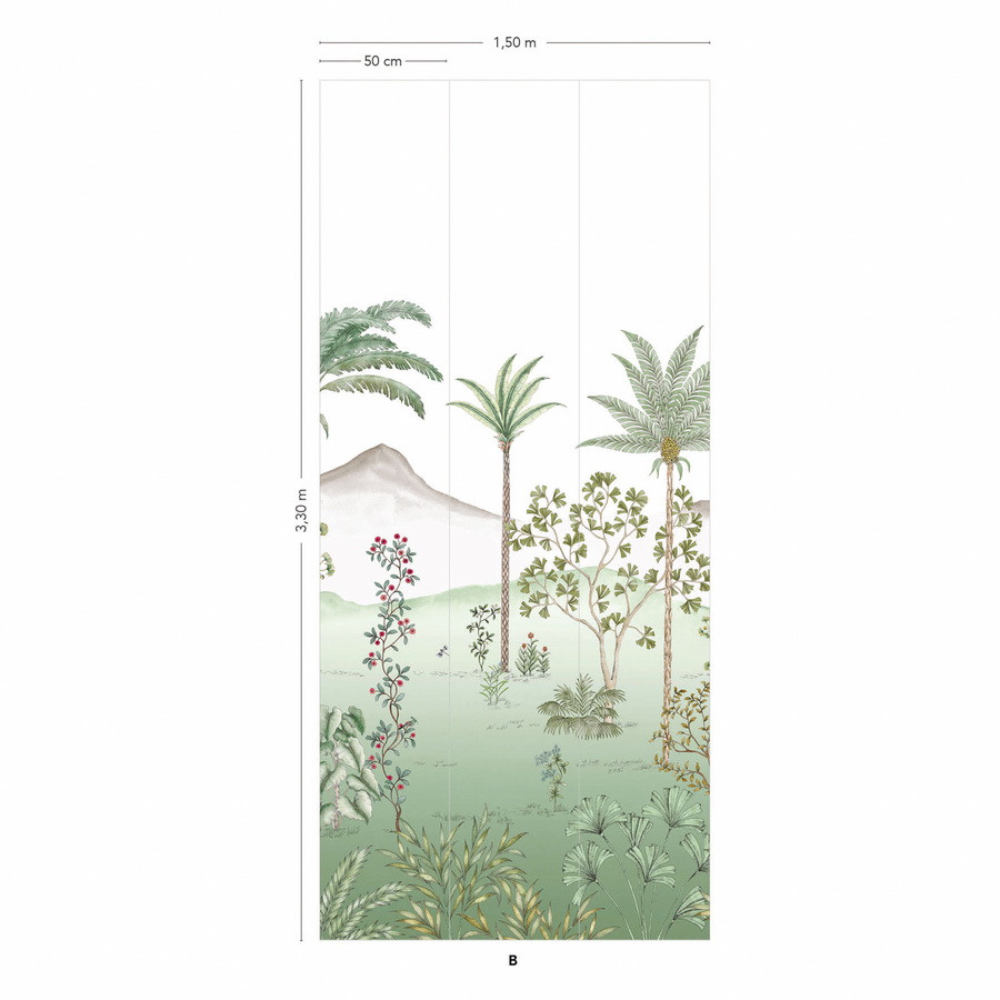 Isidore Leroy Panoramatapete Jardin des Oiseaux Jade in Grün und Braun, Panel B - Bild 2
