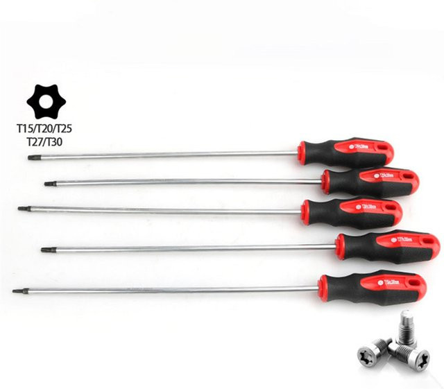 DAZZLEEX Torx-Schraubendreher aus Chrom-Vanadium-Stahl, magnetisch, extra lang, Länge: 400 mm - Bild 1