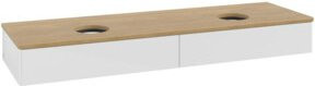 V&B Waschtischunterschrank Antao mit Beleuchtung, Eiche Honig und Weiß Lackiert, B/T: 160 x 50 cm - Bild 1
