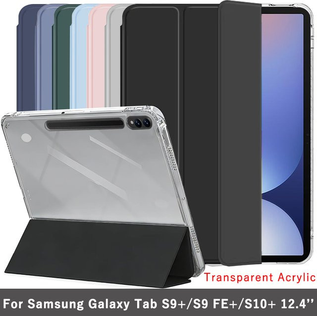 Transparente Kristall-Tablet-Hülle mit Stiftfach und magnetischer Standfunktion für Samsung Galaxy Tab S9 FE, S10 Plus 12.4 Zoll und S9 FE+ S10+ in Transparent - Bild 1