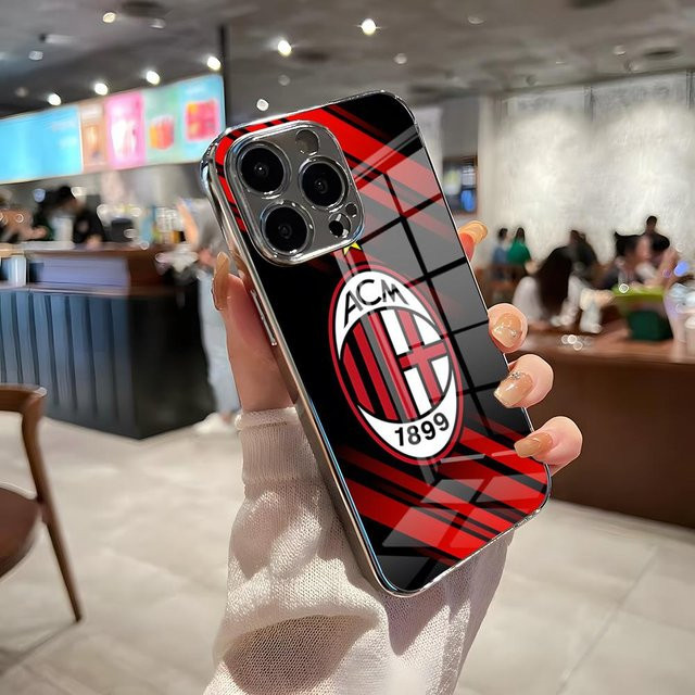 AC M-Milan-S Handyhülle für iPhone mit stoßfester galvanisierter Glasabdeckung in Rot - Bild 1