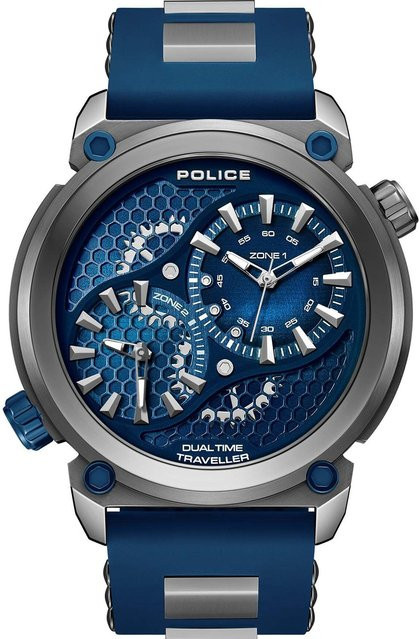 Police Herrenuhr Boa, Quarz, Edelstahl, 48 mm, Silikon, Blau, 5 ATM - Bild 1