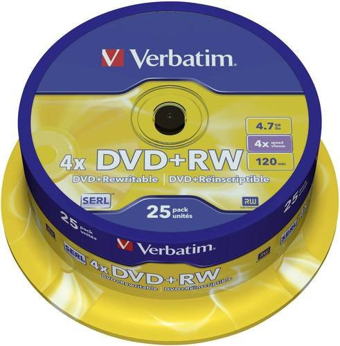 Verbatim DVD+RW Rohlinge 4,7 GB 25er Spindel in Mattsilber - Bild 1