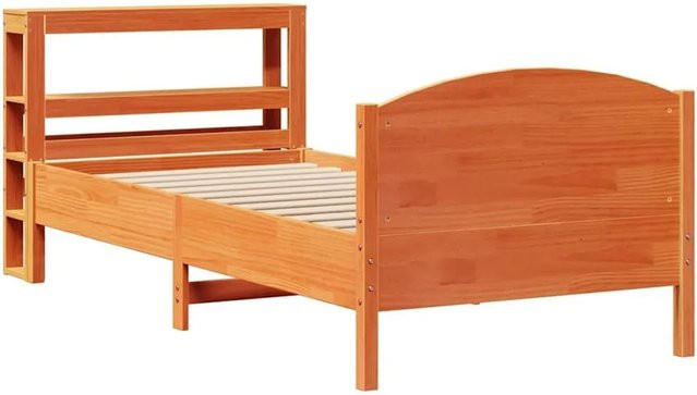 vidaXL Massivholzbett aus Kiefernholz in Wachsbraun, rustikales Bett ohne Matratze, B/T/H: 75 x 190 cm - Bild 1