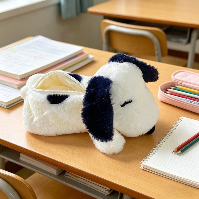 MINISO Snoopy Plüsch-Federmäppchen in Weiß für Schüler - Bild 1