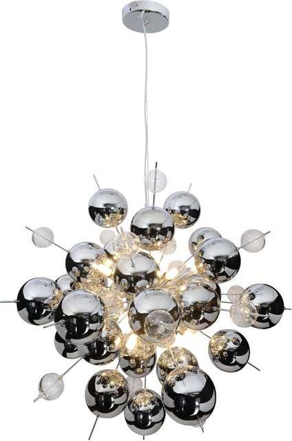 Näve Pendelleuchte Chrom und Glas, moderne Deckenleuchte für Esstische und Kücheninseln, Höhe: 193 cm, Breite: 65 cm, Tiefe: 65 cm, G9 Fassung - Bild 1