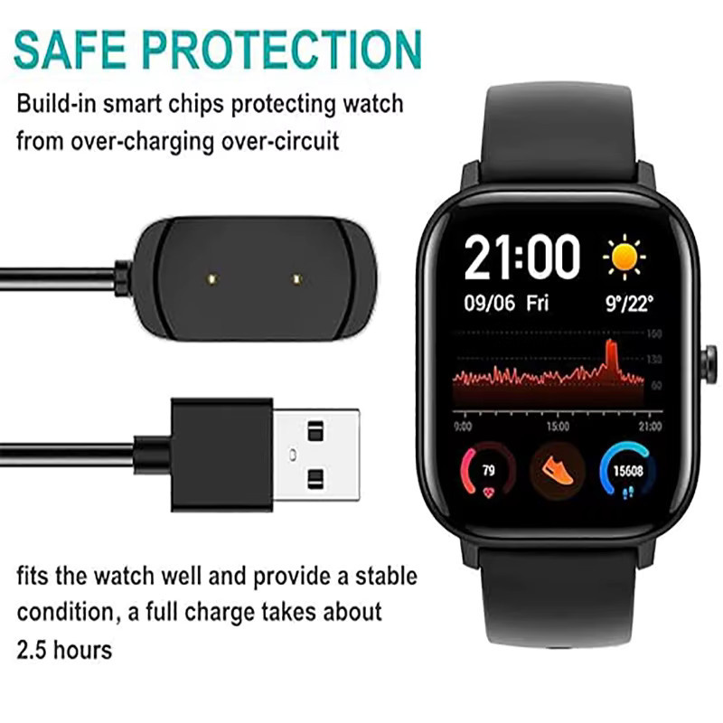 Huami USB Ladekabel für Amazfit T-Rex, GTR und GTS 42/47mm Smartwatch, Schwarz - Bild 5