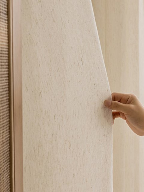 CENTURyMiG Leinen Gaze Vorhang aus Hanfmaterial in Weiß oder Gelb, transparent und minimalistisch, Breite: 130 cm, Höhe: 100 cm - Bild 1
