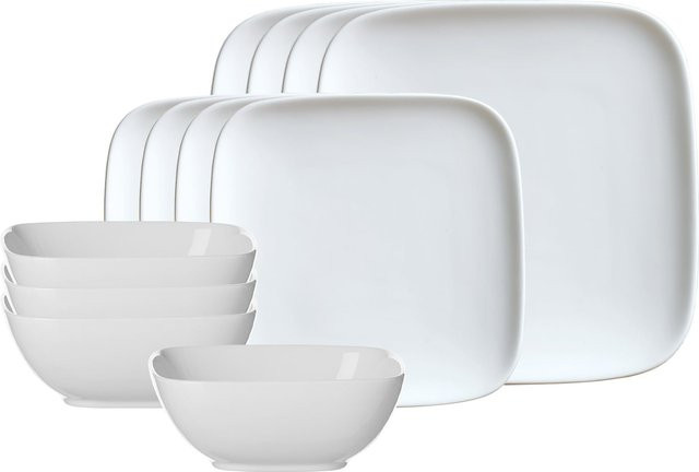Ritzenhoff & Breker Basic-Set Arena Dinner Service aus Keramik, Weiß, 12er Set - Bild 1