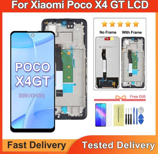 Xiaomi Poco X4 GT LCD Touchscreen Digitizer Ersatzteil mit Rahmen, 6,6 Zoll, Schwarz - Bild 1