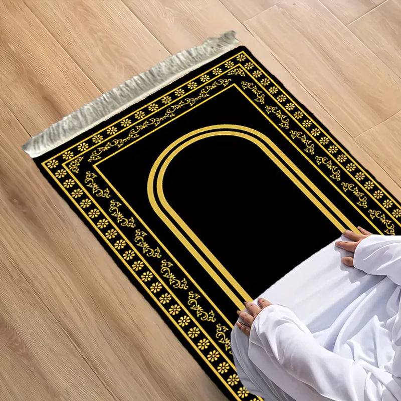 VIKAMA Gebetsteppich Klassisch in Schwarz-Gold für Ramadan und Pilgerreise - Bild 3