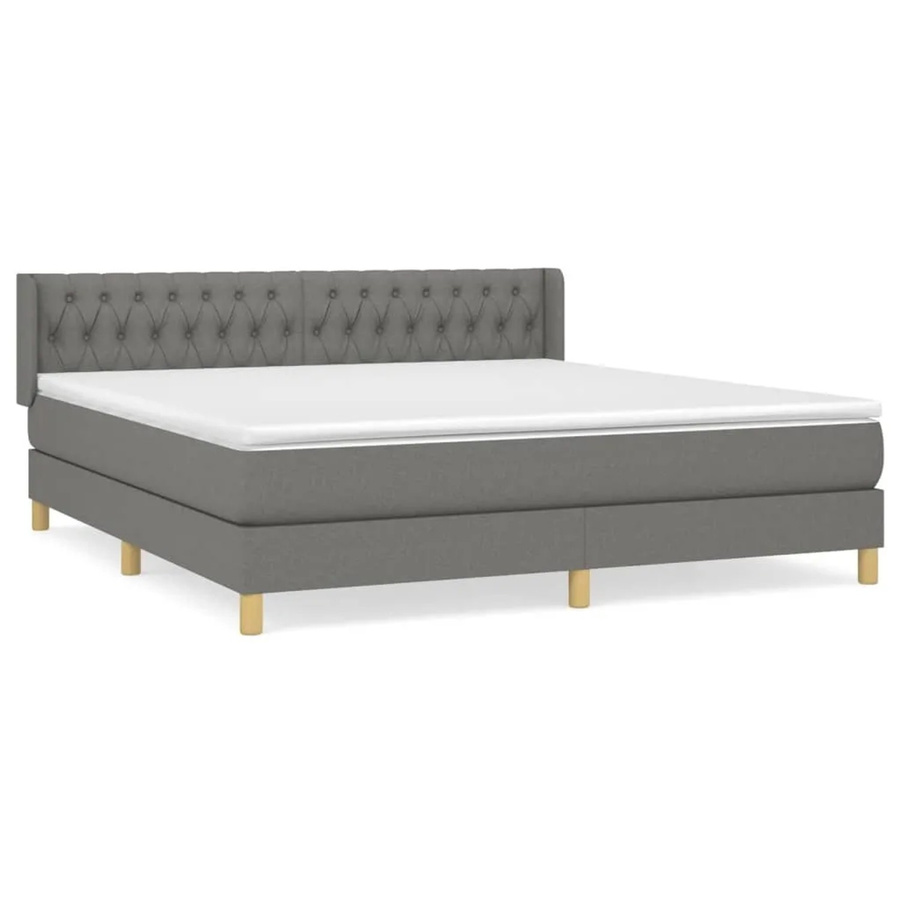 vidaXL Boxspringbett mit Matratze Dunkelgrau Hybrid mit Taschenfederkern B: 180 cm, T: 200 cm, H: 183 cm - Bild 2