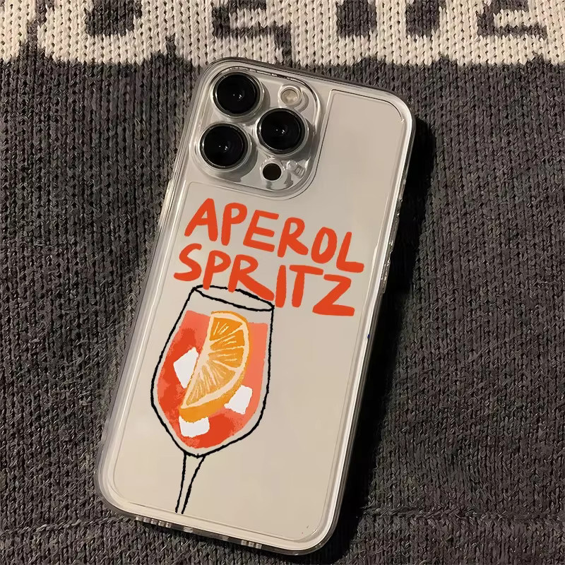 Handyhülle mit Aperol-Spritz-Design für Apple iPhone (verschiedene Modelle), transparente Rückseite - Bild 2