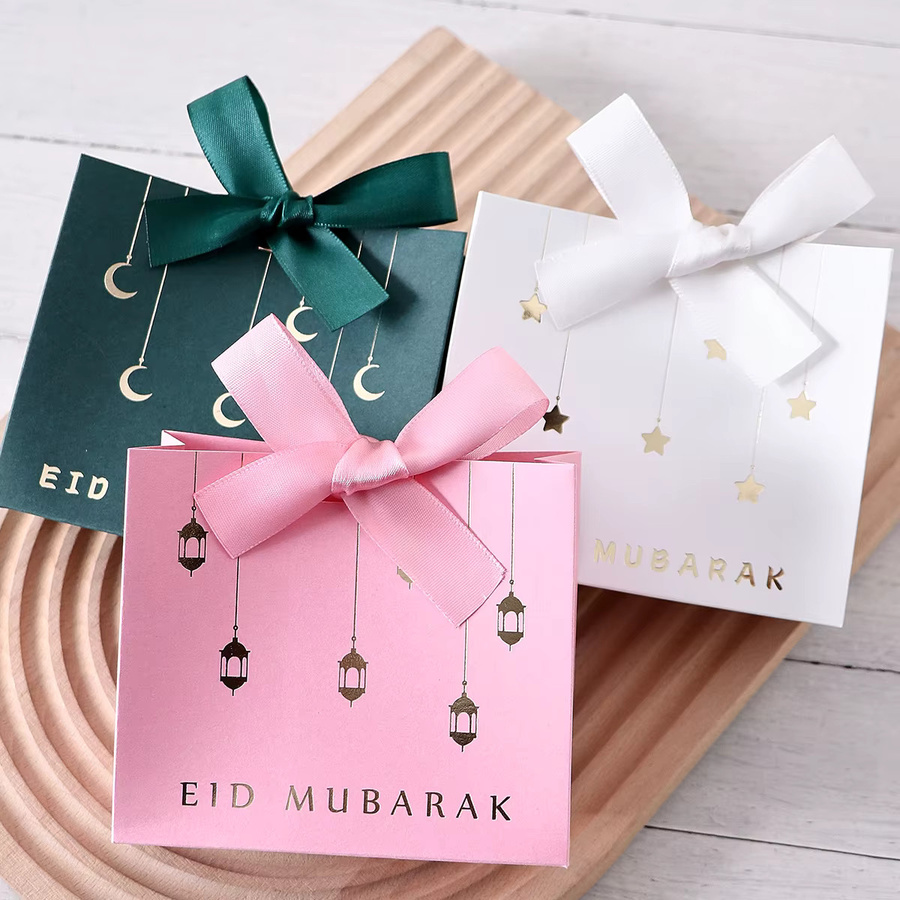 Set aus 5 Mini-Luxus-Geschenkboxen für die Feiertage in Rosa mit goldenen Laternen- und Sternen-Motiven, B/T/H: 11,5 x 10 x 4,5 cm - Bild 5