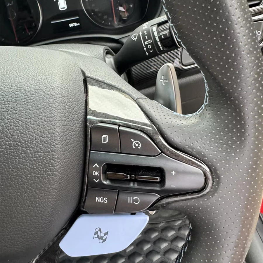 JUIVEEL Real Carbon Fiber Lenkrad Schalter Taste Abdeckung Trim in Schwarz für Hyundai Elantra CN7 N Veloster-N Kona N i20N i30N - Bild 4