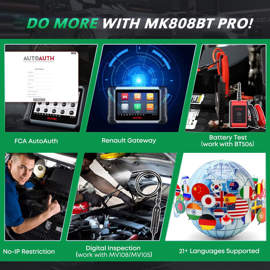 Autel MaxiCOM MK808BT PRO OBD2 Scanner Kfz-Diagnosegerät in Schwarz mit bidirektionaler Diagnose und über 3000 aktiven Tests - Bild 7