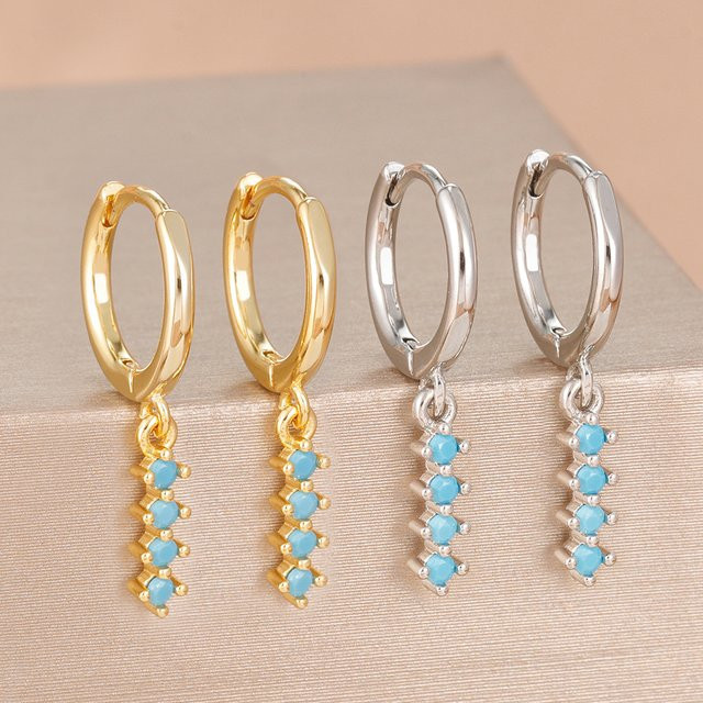 Maodane Ohrhänger, blau, geometrisch, Zirkonia, 14 Karat vergoldet, Damen - Bild 1