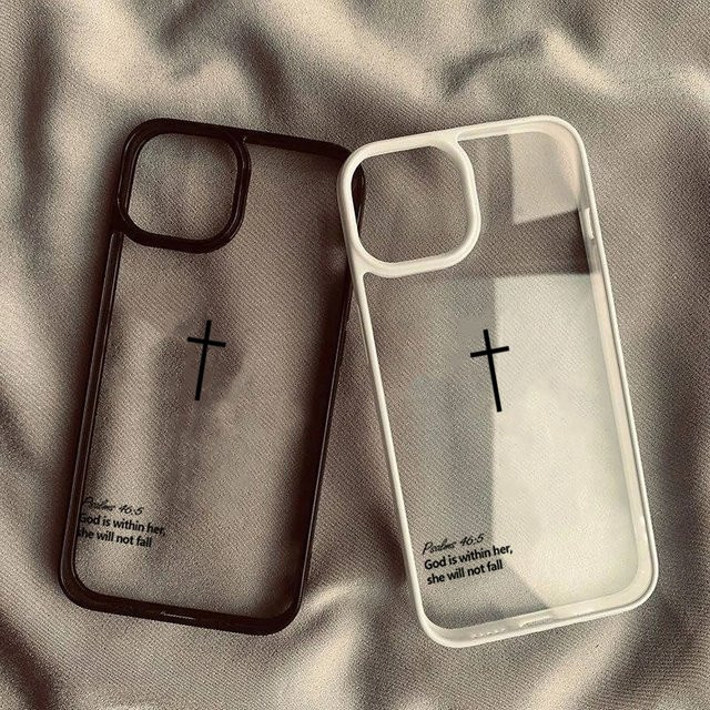 Trendige Cross Bible Vers Handyhülle für iPhone 11 bis iPhone 17 Pro Max und SE 2022 mit Anti-Fall-Schutz - Bild 1