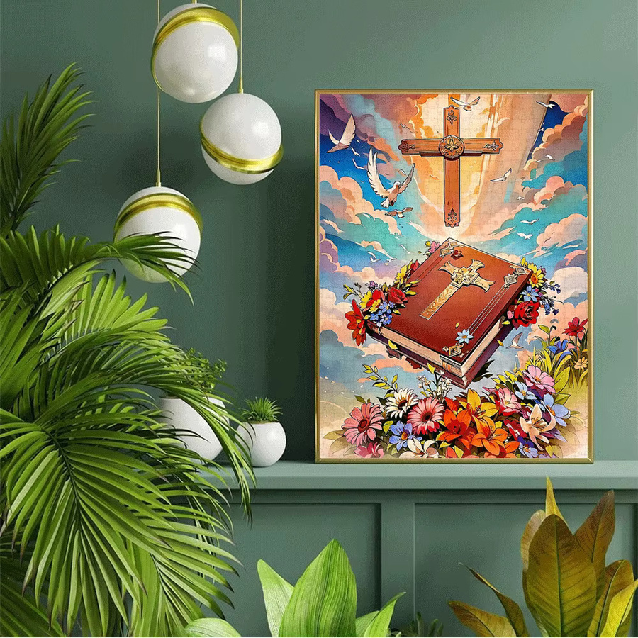 AZNM Puzzle, religiöses christliches Kreuz und Bibelkunst, 1.000 Teile - Bild 3