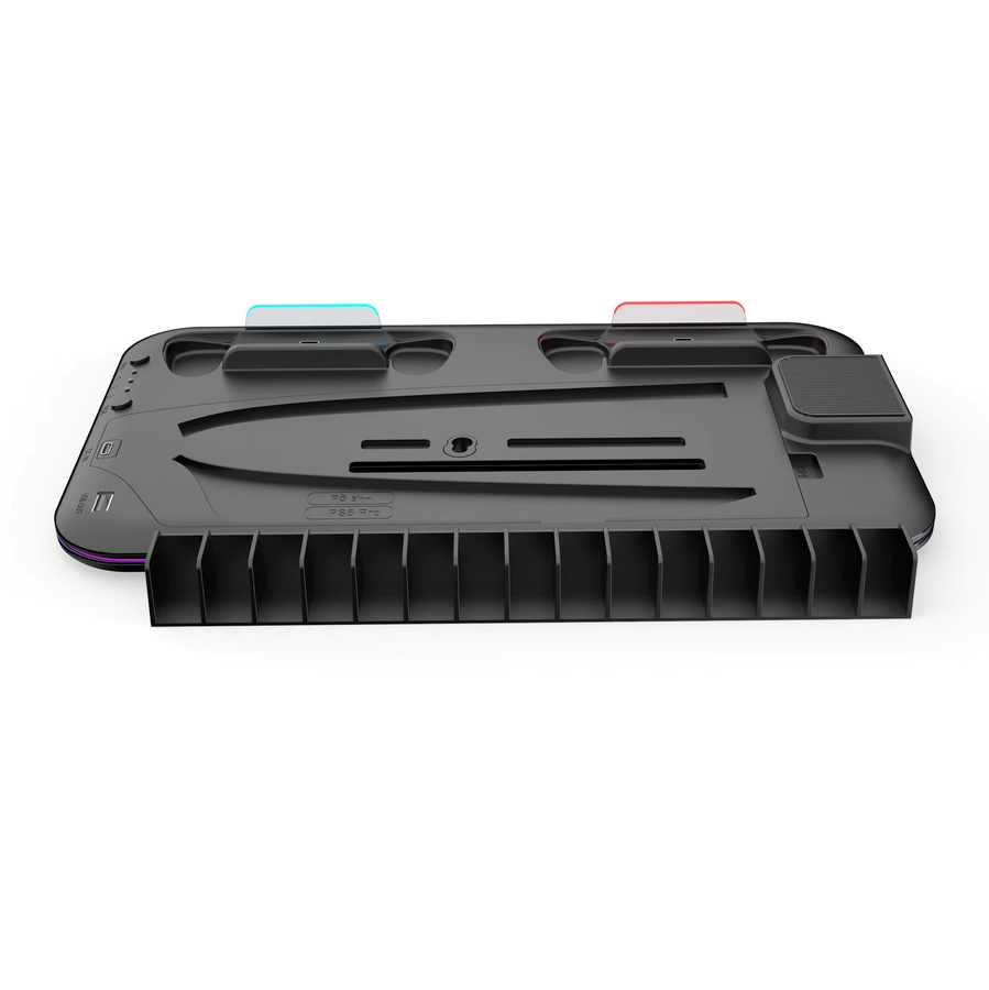 Kühlstation mit RGB-Licht und 3-stufigem Turbo sowie Controller-Ladestation und Headset-Halterung für PS5, PS5 Slim und PS5 Pro Digital/Disc - Bild 2