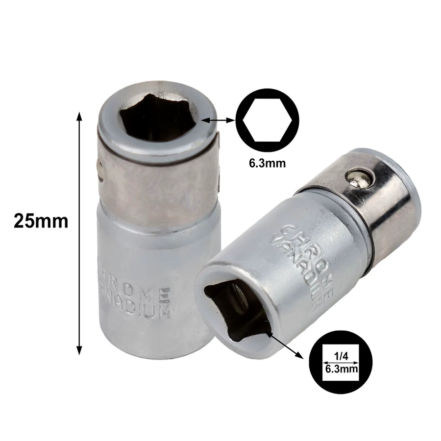 DAZZLEEX 2er Set Bit-Konverter von 1/4 Zoll Vierkantanschluss auf 1/4 Zoll Sechskant, Schraubendreherhalter Zubehör in Silber - Bild 2