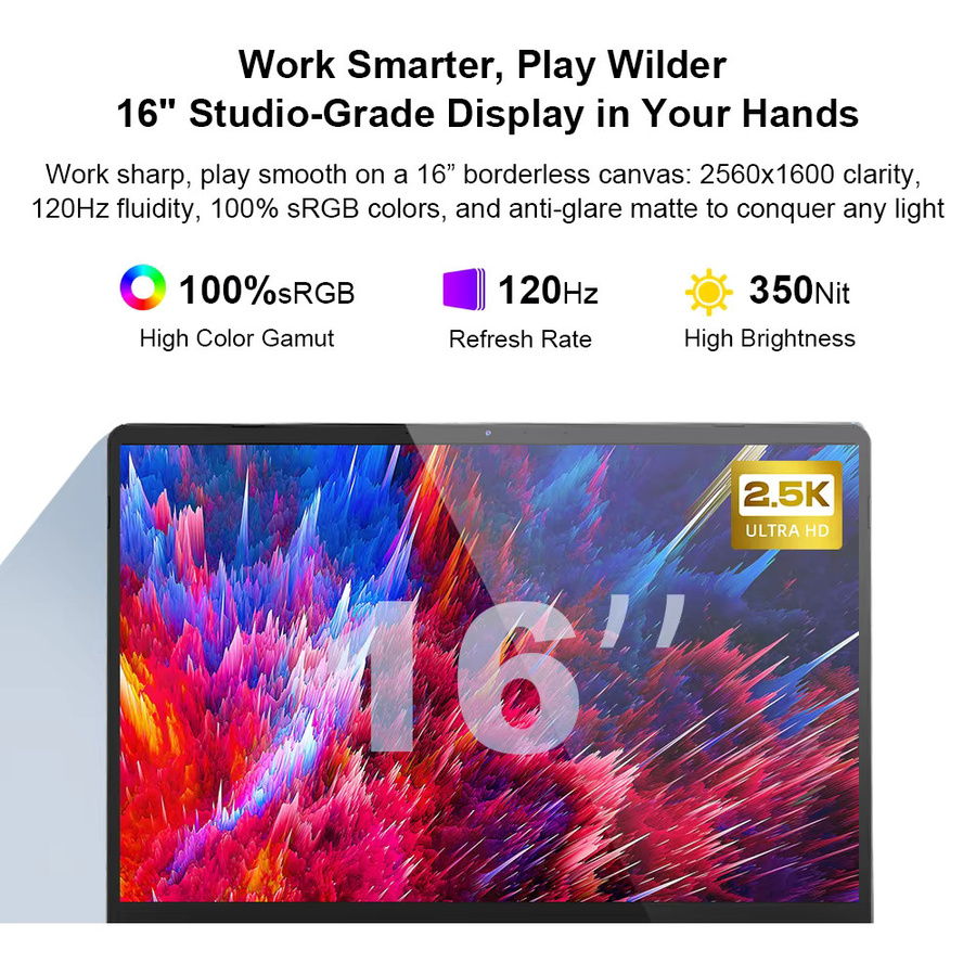 Ninkear A15 Pro Business Notebook mit AMD Ryzen 5 5500U, 16GB RAM, 1TB SSD, 16 Zoll 2.5K 120Hz IPS Display, Windows 11 und Metallgehäuse - Bild 3