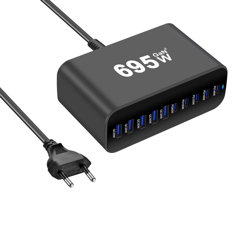 Deepartner 695W Desktop GaN Ladegerät mit 10 Ports (5C5A) PD Schnellladegerät in Schwarz - Bild 3