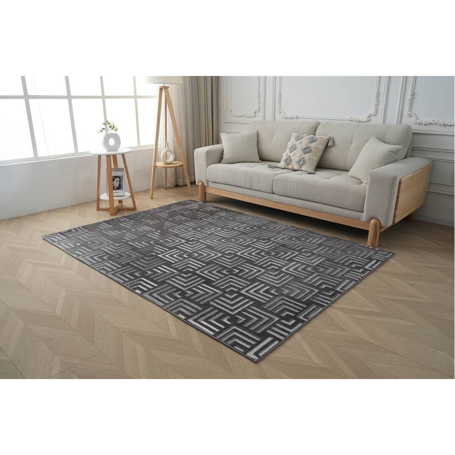 Kayoom Teppich Calma 325 in Anthrazit mit modernem Winkelmuster, Breite: 80 cm, Länge: 150 cm - Bild 3