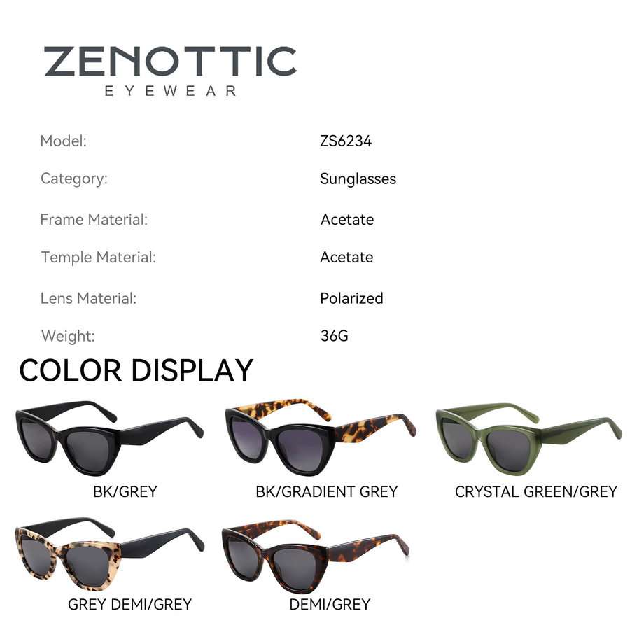 ZENOTTIC Sonnenbrille, quadratisch, Acetat, Vollrand, braun, Damen - Bild 2