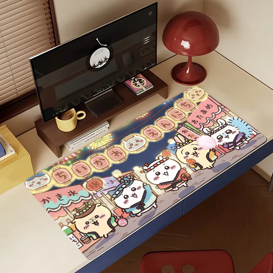 C-Chiika-waES Mauspad in Multicolour, rutschfeste Schreibtischunterlage aus Gummi für PC und Laptop, Gamer-Dekoration - Bild 4