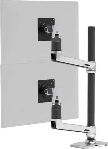 Ergotron LX Dual Monitor Arm Stacking Tall Desk Mount Monitorhalterung für 2 Displays, Silber, Höhenverstellbar - Bild 2