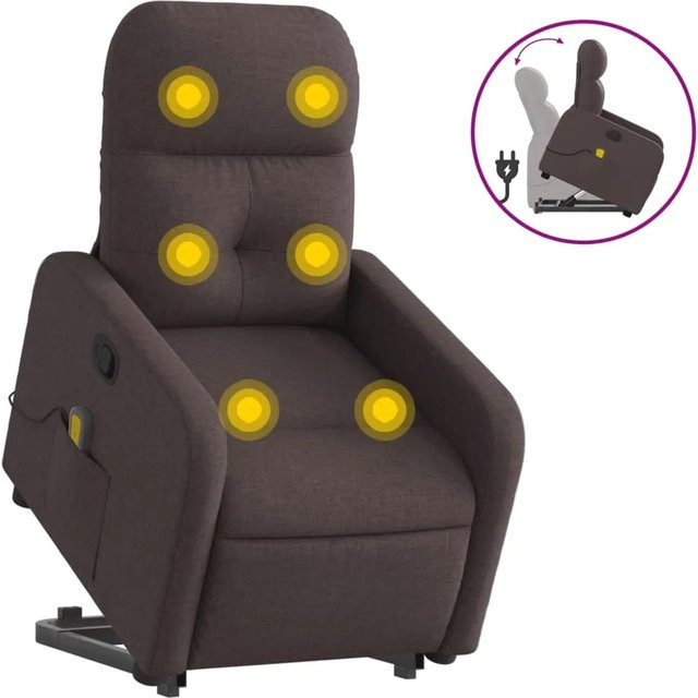 vidaXL Massagesessel mit Aufstehhilfe in Dunkelbraun aus Stoff Modell 12 - Bild 1