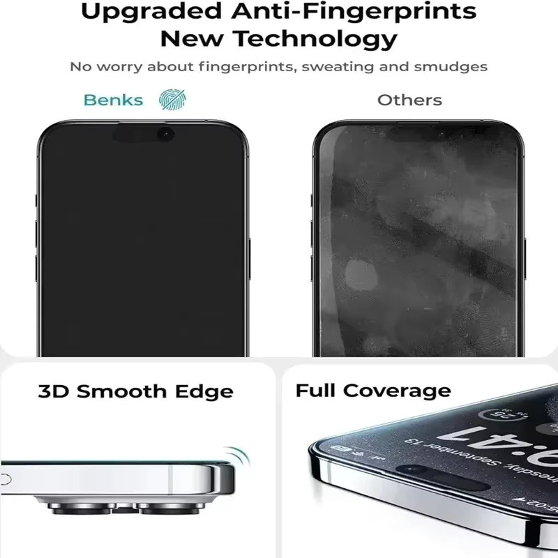 3er-Pack Matte Displayschutzfolie aus Glas mit oleophober Beschichtung für iPhone 11 bis iPhone 17 Pro Max, Transparent - Bild 3