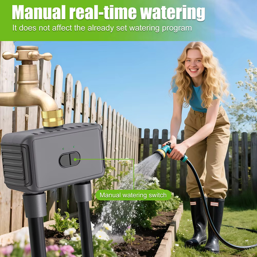 JUANJUAN WLAN Smart Gartenbewässerungstimer mit Regenverzögerung und programmierbarer Steuerung für 2 Zonen - Bild 4