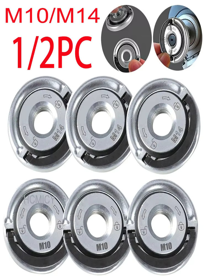 Power Chuck Quick Release Set für Winkelschleifer M14 und M10, Selbstverriegelnde Spannplatte mit Flanschmutter, Farbe: Silber - Bild 6