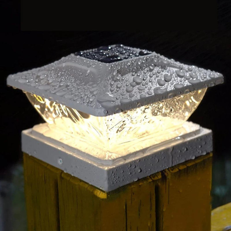 LIUXING Solar Pfostenleuchte Villa LED Säulenlampe in Schwarz für Garten und Terrasse, wasserdicht IP65, warmweißes Licht - Bild 2