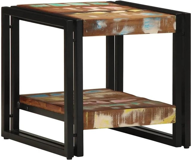 vidaXL Couchtisch aus massivem Altholz und Stahl in Mehrfarbig, B/T/H: 40 x 40 x 38 cm - Bild 1