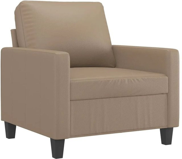 vidaXL Sessel in Cappuccino-Braun aus Kunstleder mit Armlehnen und Metallrahmen - Bild 1
