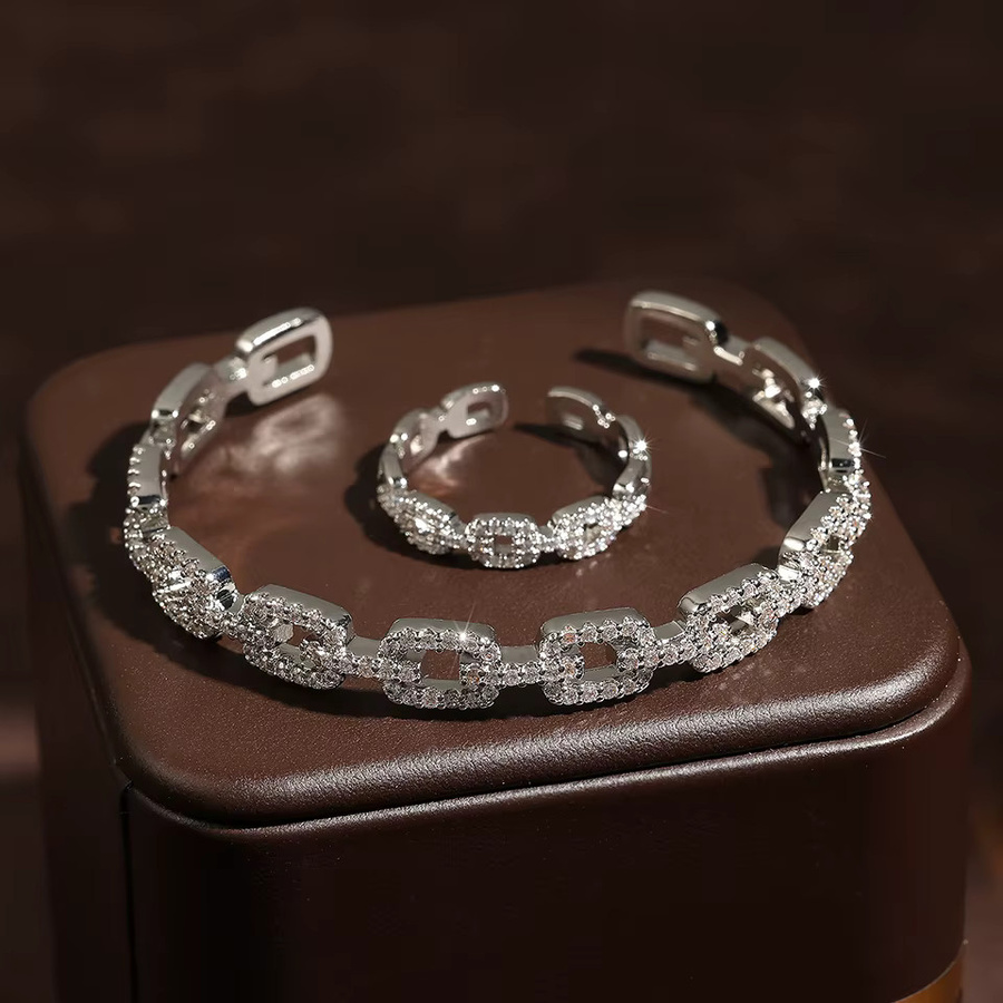 ZAKOL Ring und Armreif Set, Zirkonia, Kristall, Silber, Damen - Bild 2