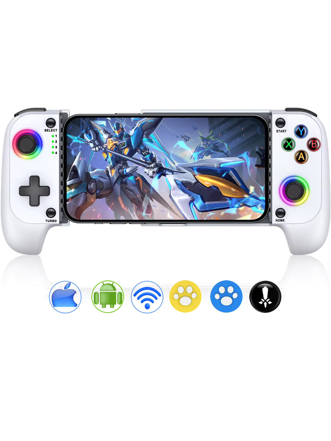 DinoFire MC101 Dual Hall Rocker Wireless Controller in Weiß für Mobile Games mit Sechs-Achsen-Somatosensory-Technologie und versenkbaren Joysticks - Bild 6