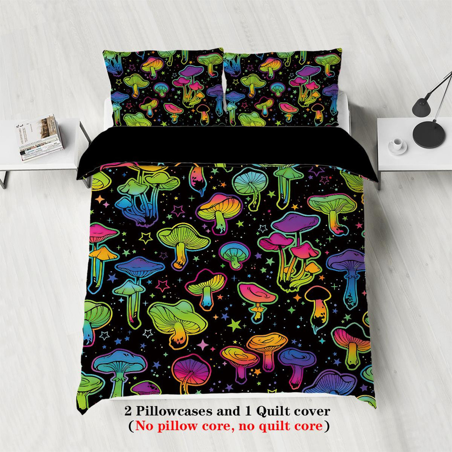 Tinika Chen 3-teiliges Bettwäsche-Set mit Pilzprint und Farbverlauf in Multicolor, Single Bettwäsche mit 1 Daunendeckenbezug und 2 Kissenbezügen, B/H: 135 x 200 cm - Bild 5
