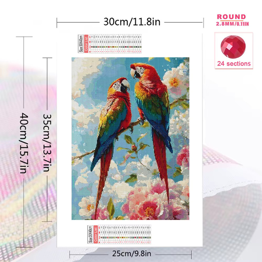 Evershine Diamantmalerei Papagei DIY Stickerei Set mit Blumen-Motiv in Multicolour, B/H: 30 x 20 cm - Bild 2