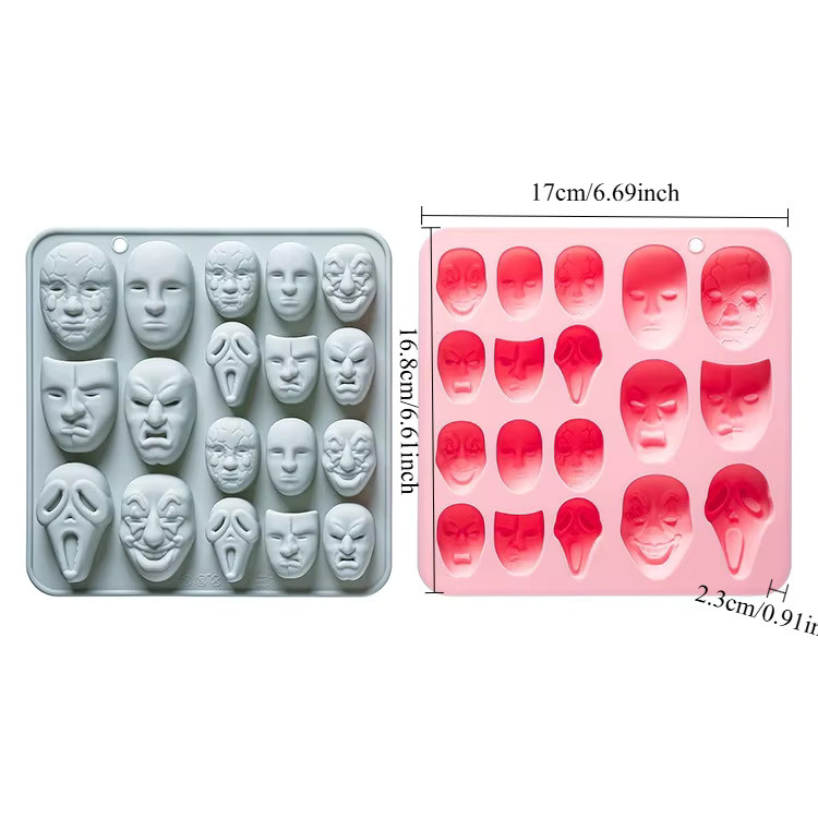 VERIDIAN Silikonform mit 18 Masken-Motiven in verschiedenen Größen für Fondant, Schokolade und Epoxidharz, Mehrfarbig - Bild 2