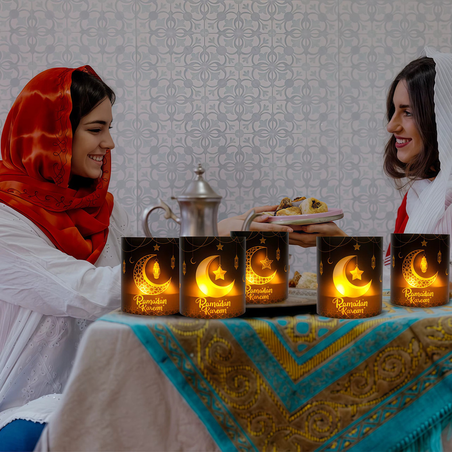 Set aus orientalischen Ramadan Mubarak Papierlaternen in Grau zur Dekoration für Eid Mubarak und Ramadan Kareem Partys - Bild 3