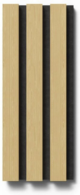 Denpanels Akustikpaneel Muster Eiche Unbehandelt in Braun mit schwarzem Filz, B: 29,5 cm, H: 15 cm - Bild 1