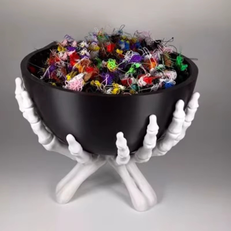 Hoeaden Halloween-Süßigkeitenschale in Form von Gothic-Skelett-Händen, schwarze Keramik-Servierschale für gruselige Heimdekoration, Durchmesser: 11,0 cm, Höhe: 12,0 cm - Bild 4