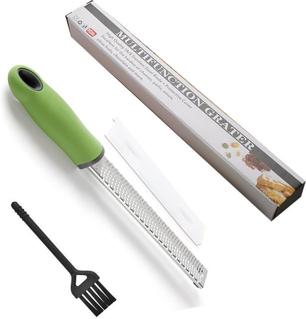 Ouyaohong Edelstahl Reibe mit rutschfestem Kunststoffgriff in Grün für Käse, Schokolade und Zitrone - Bild 1